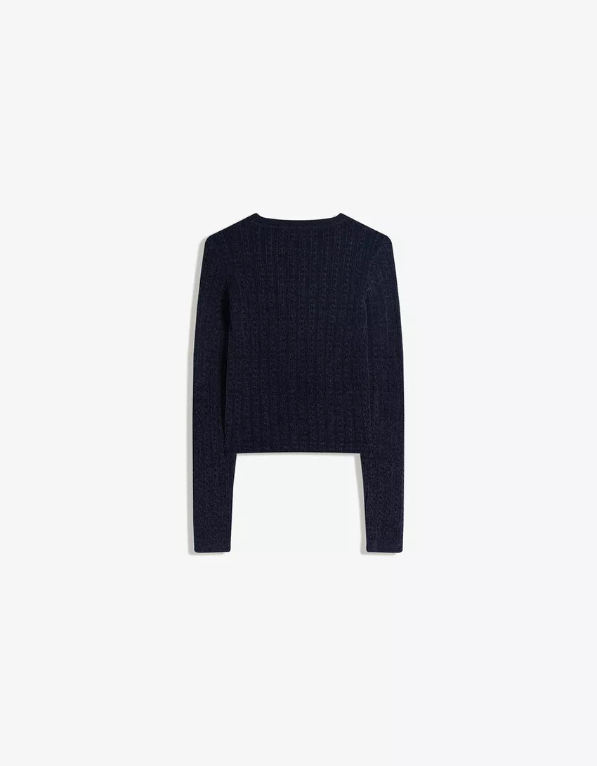 Chenille sweater with braids