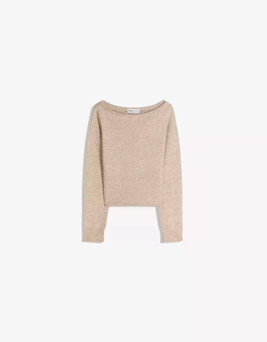 Smile neckline sweater