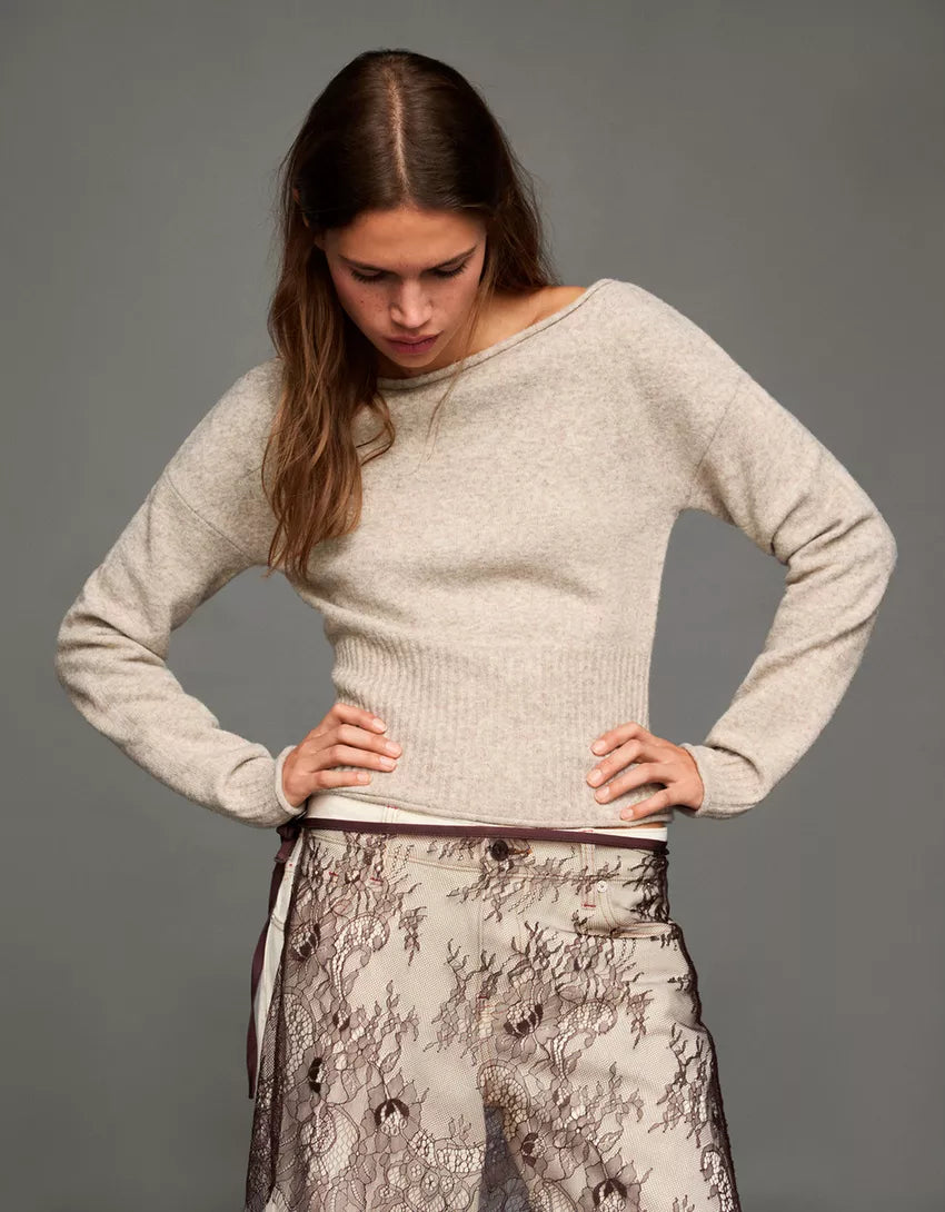 Smile neckline sweater