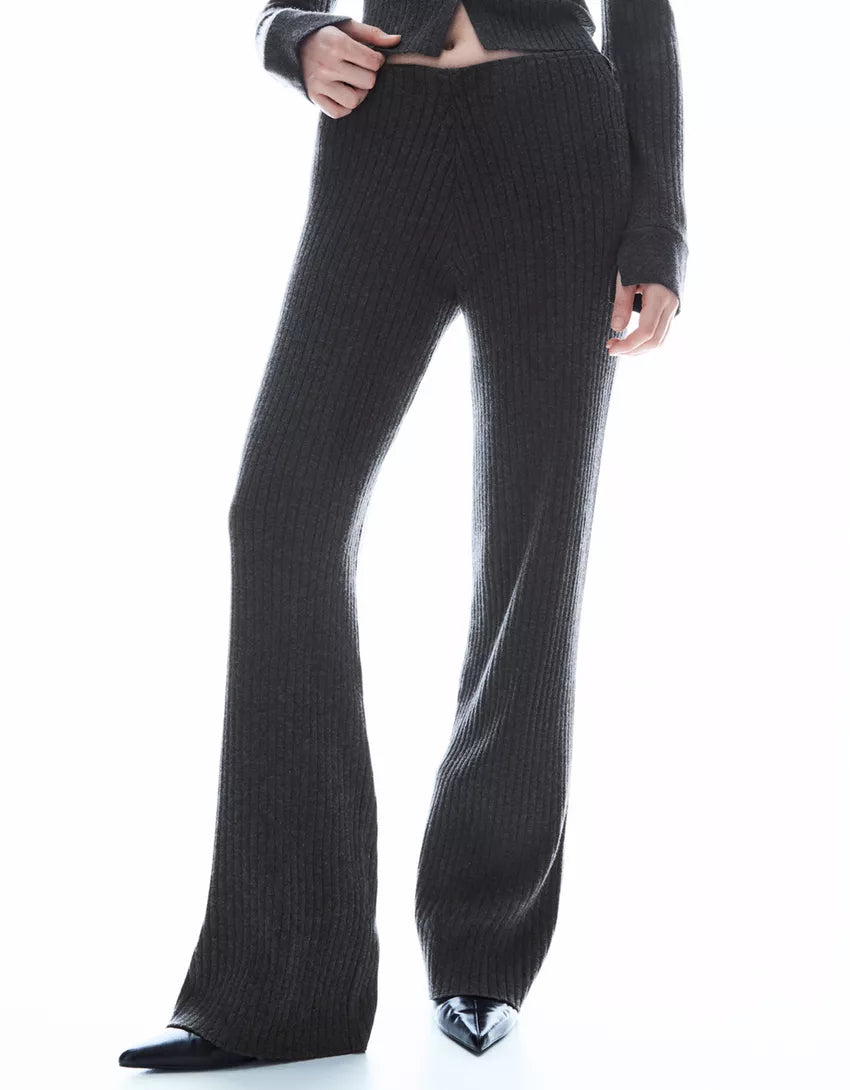 Ribbed wide-leg pants
