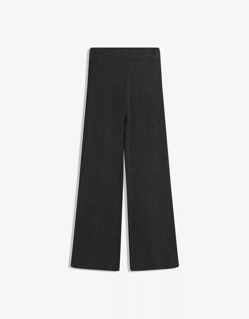 Ribbed wide-leg pants