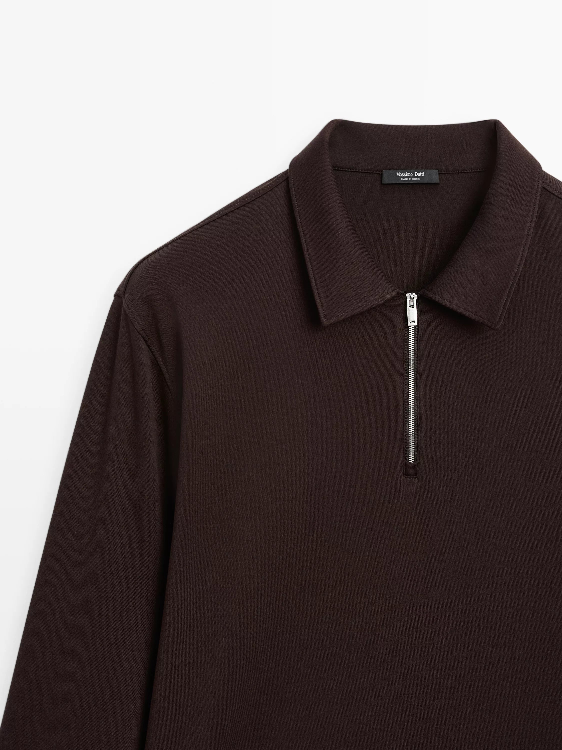 Long sleeve zip-up polo shirt