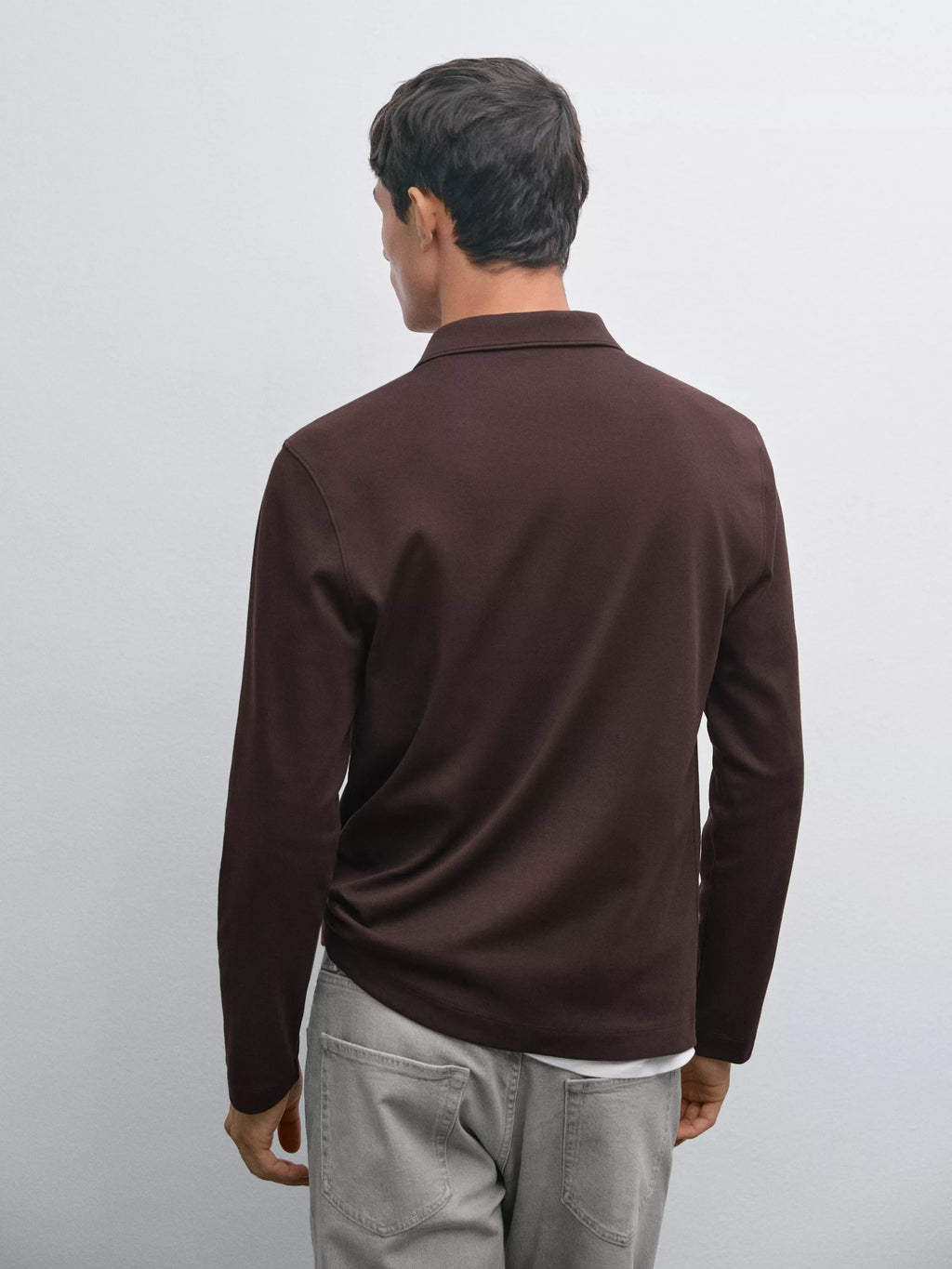 Long sleeve zip-up polo shirt