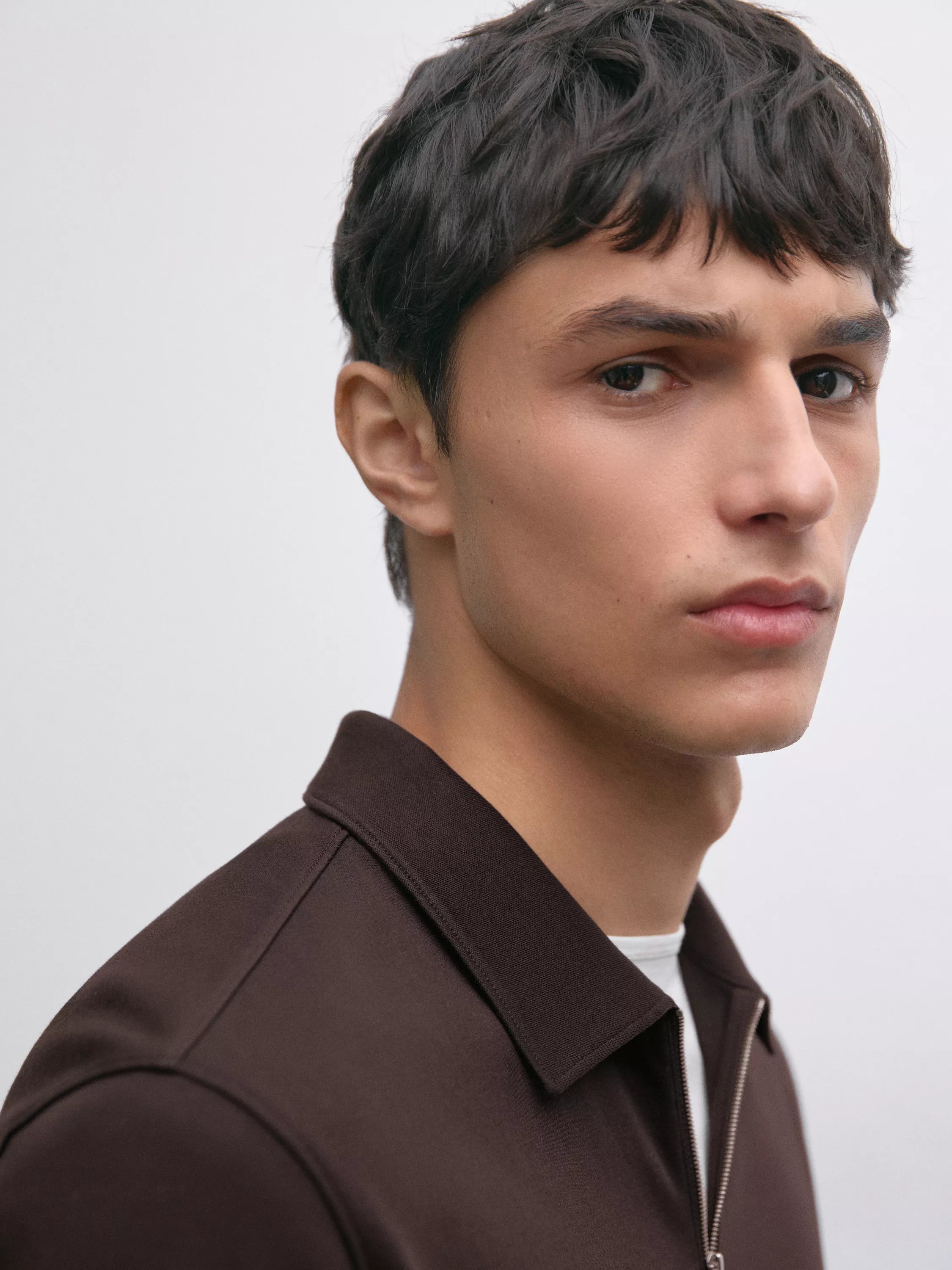 Long sleeve zip-up polo shirt