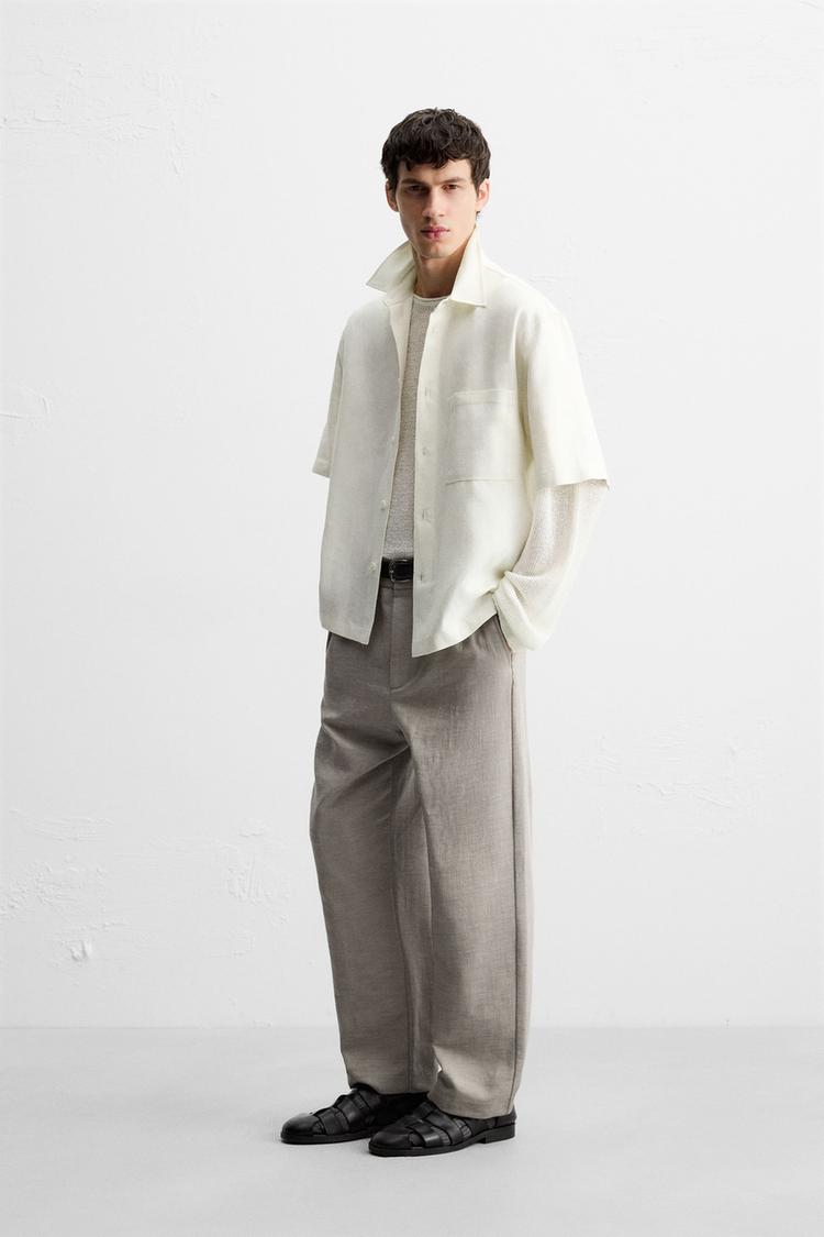 TEXTURED REGULAR FIT TROUSERS