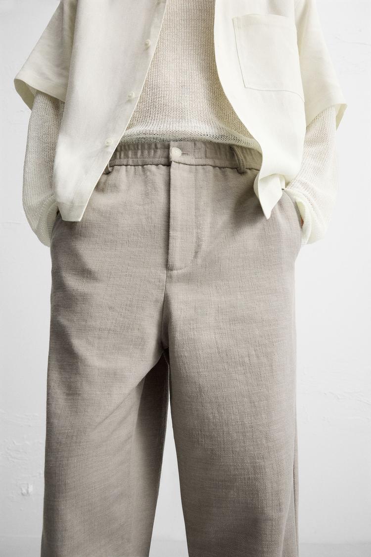 TEXTURED REGULAR FIT TROUSERS