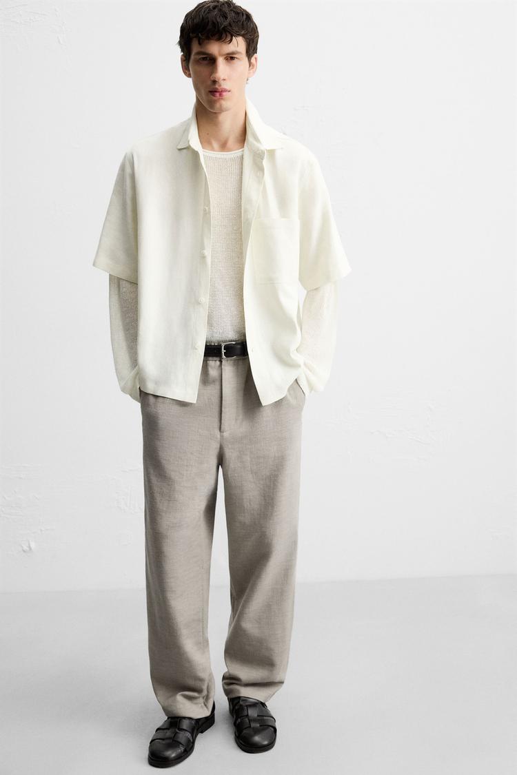 TEXTURED REGULAR FIT TROUSERS