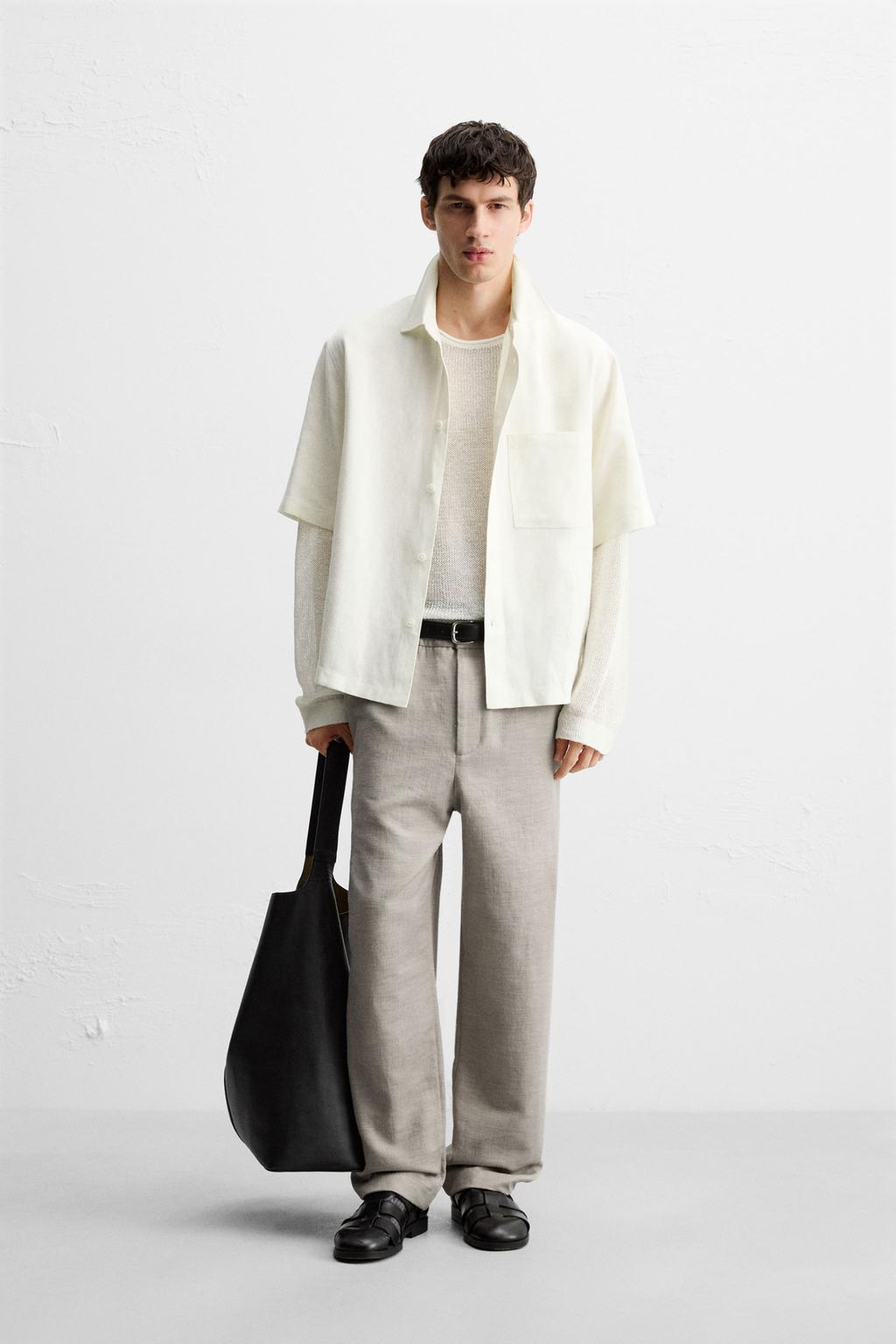 TEXTURED REGULAR FIT TROUSERS