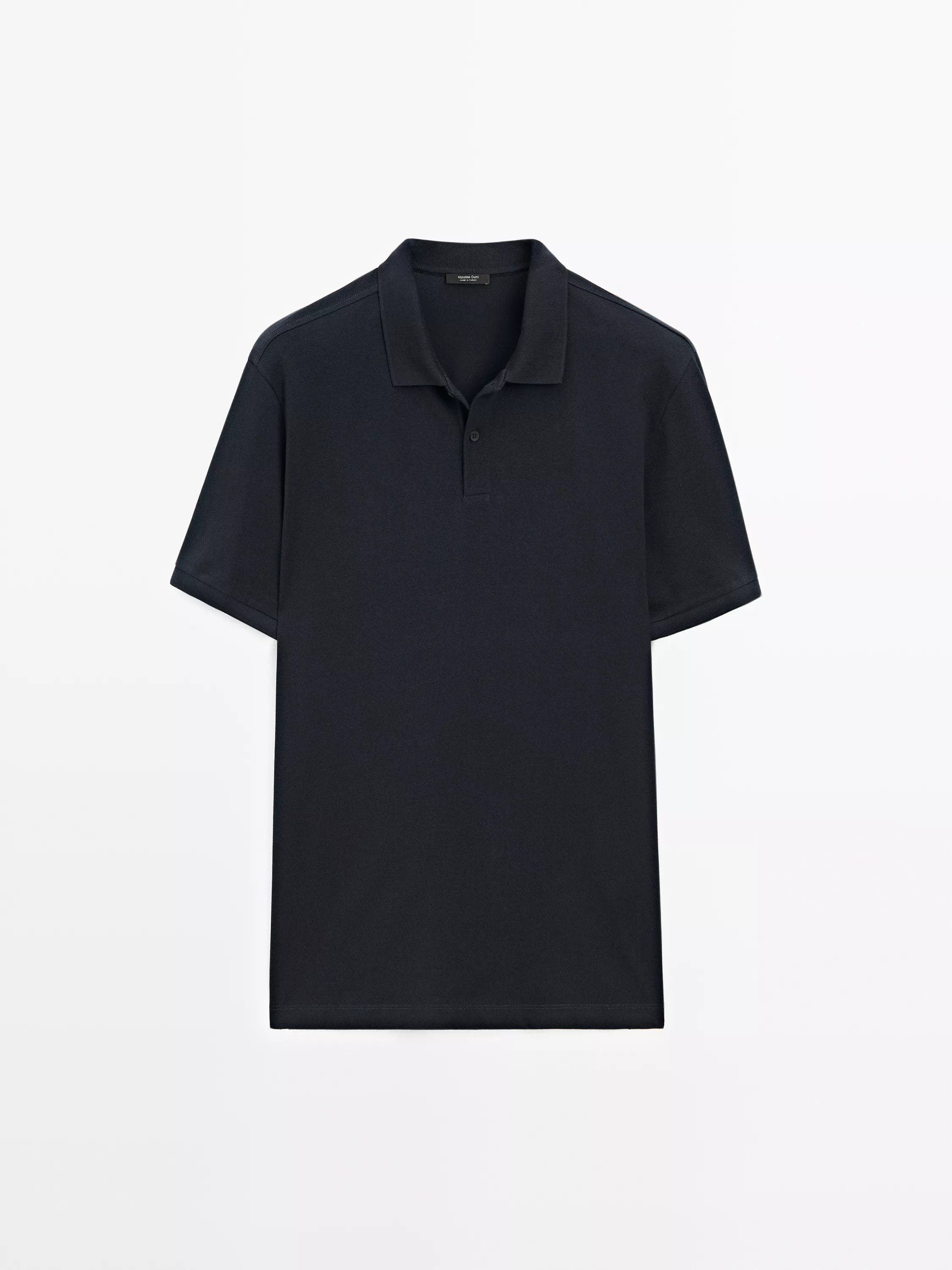 Micro textured cotton polo shirt