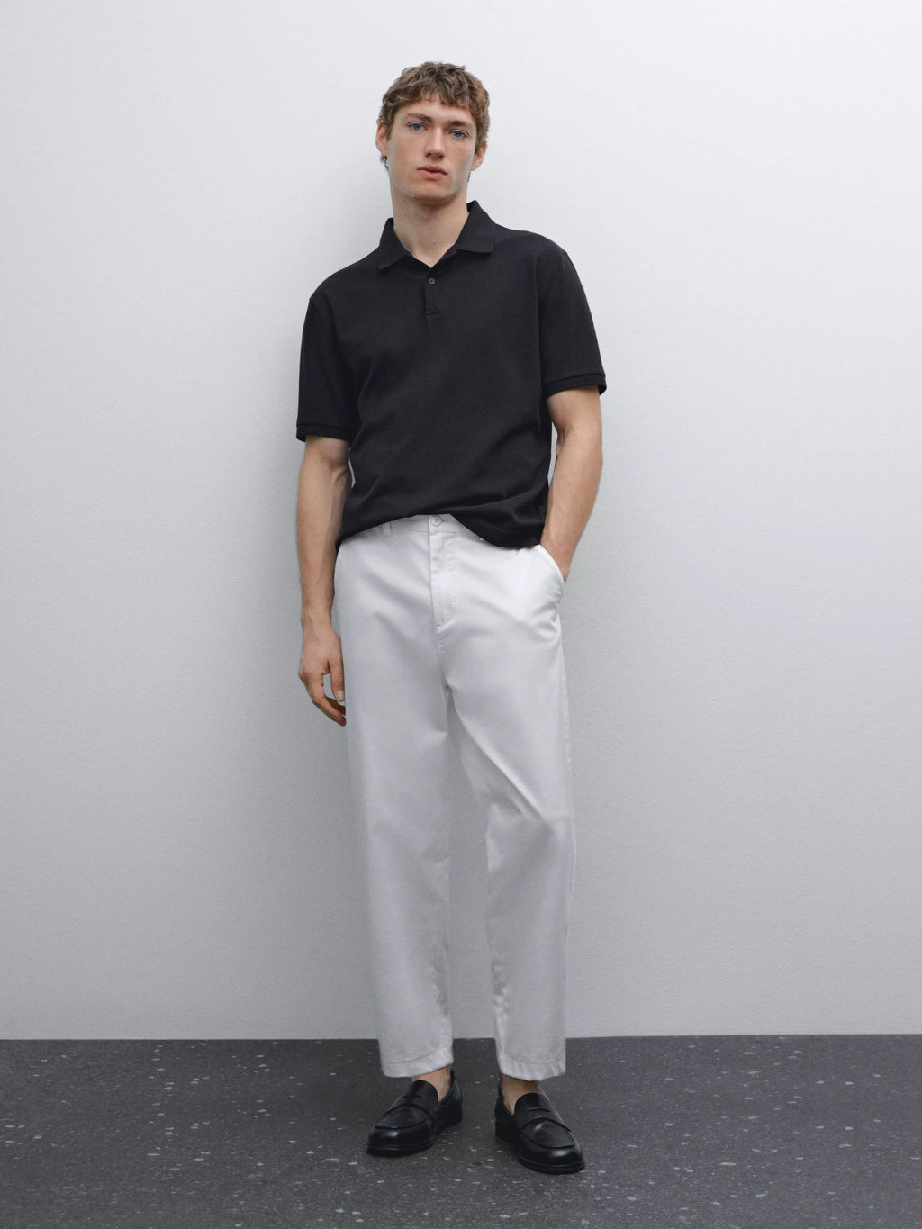 Micro textured cotton polo shirt