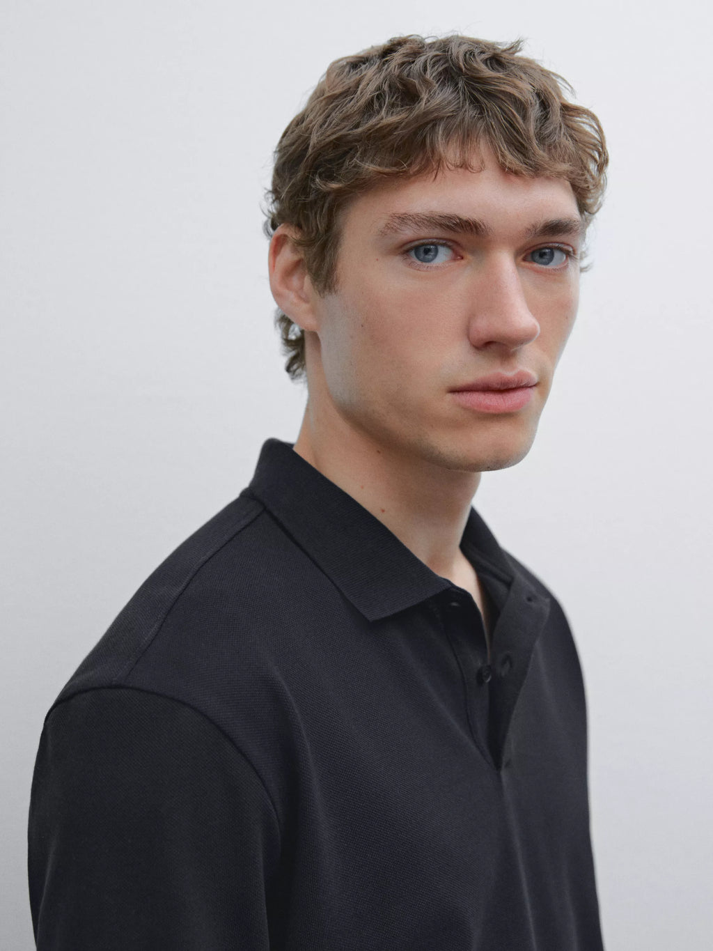 Micro textured cotton polo shirt