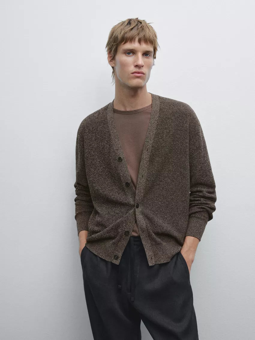 100% cotton mouline knit cardigan