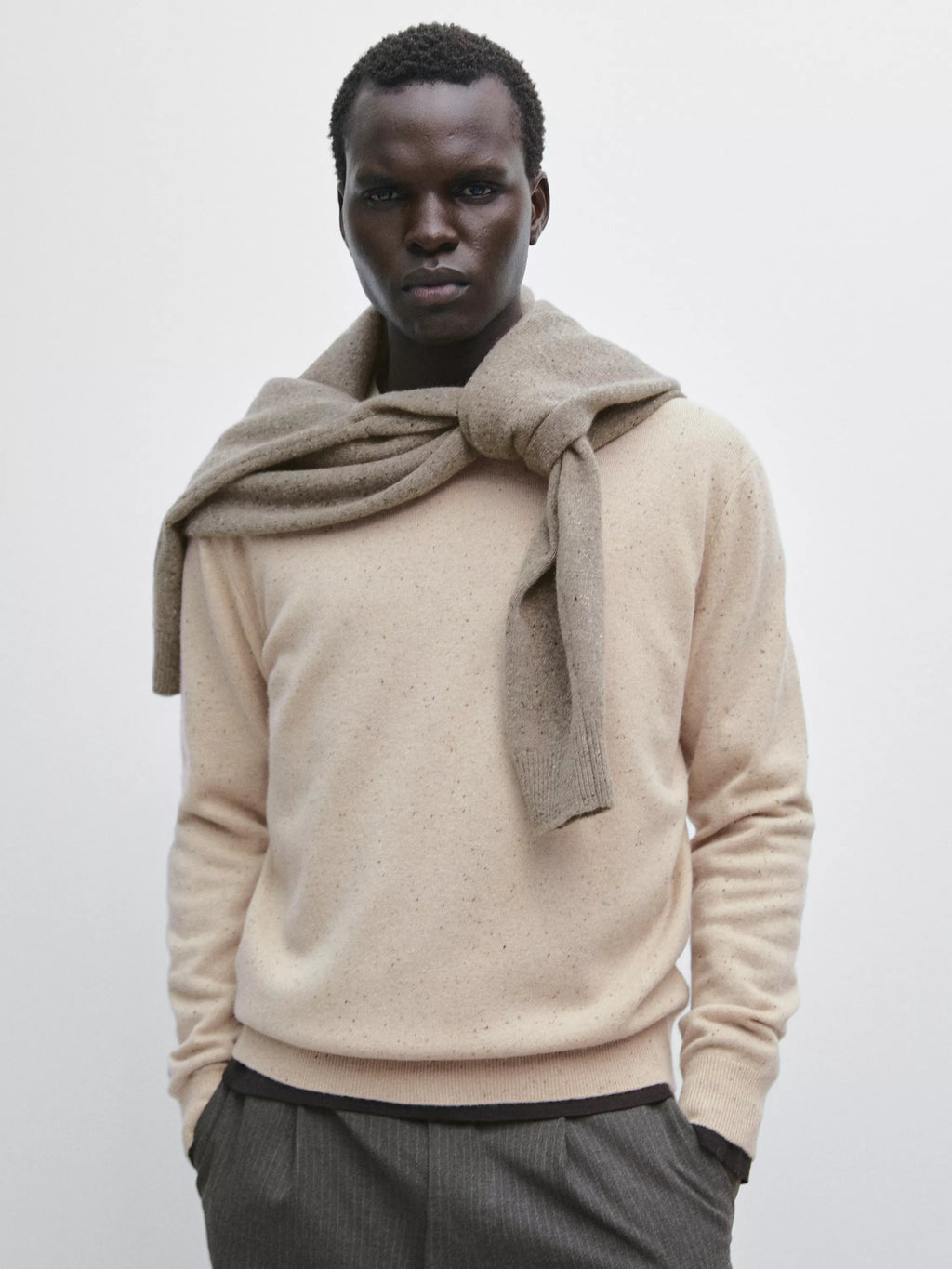 Wool blend crew neck sweater