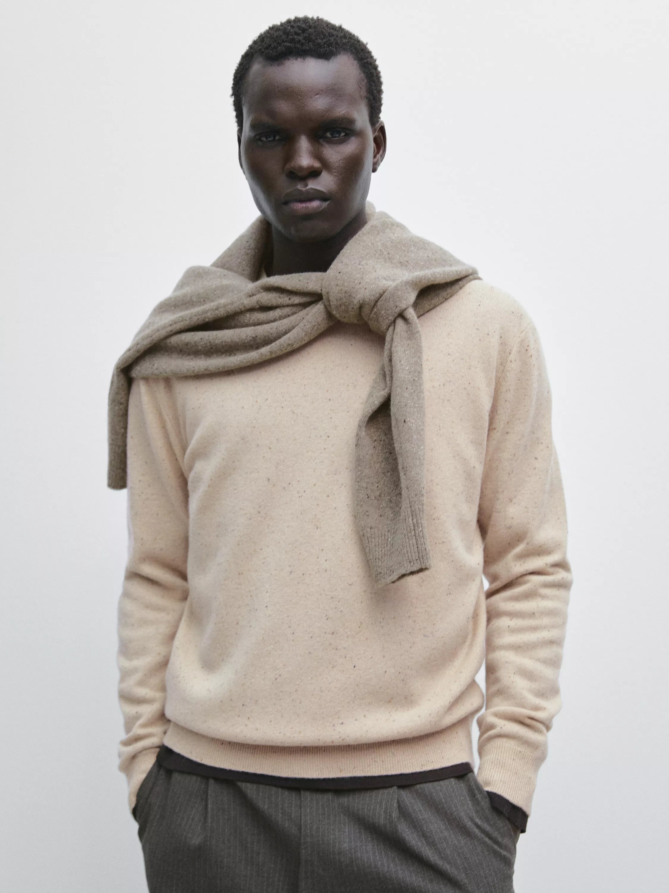 Wool blend crew neck sweater