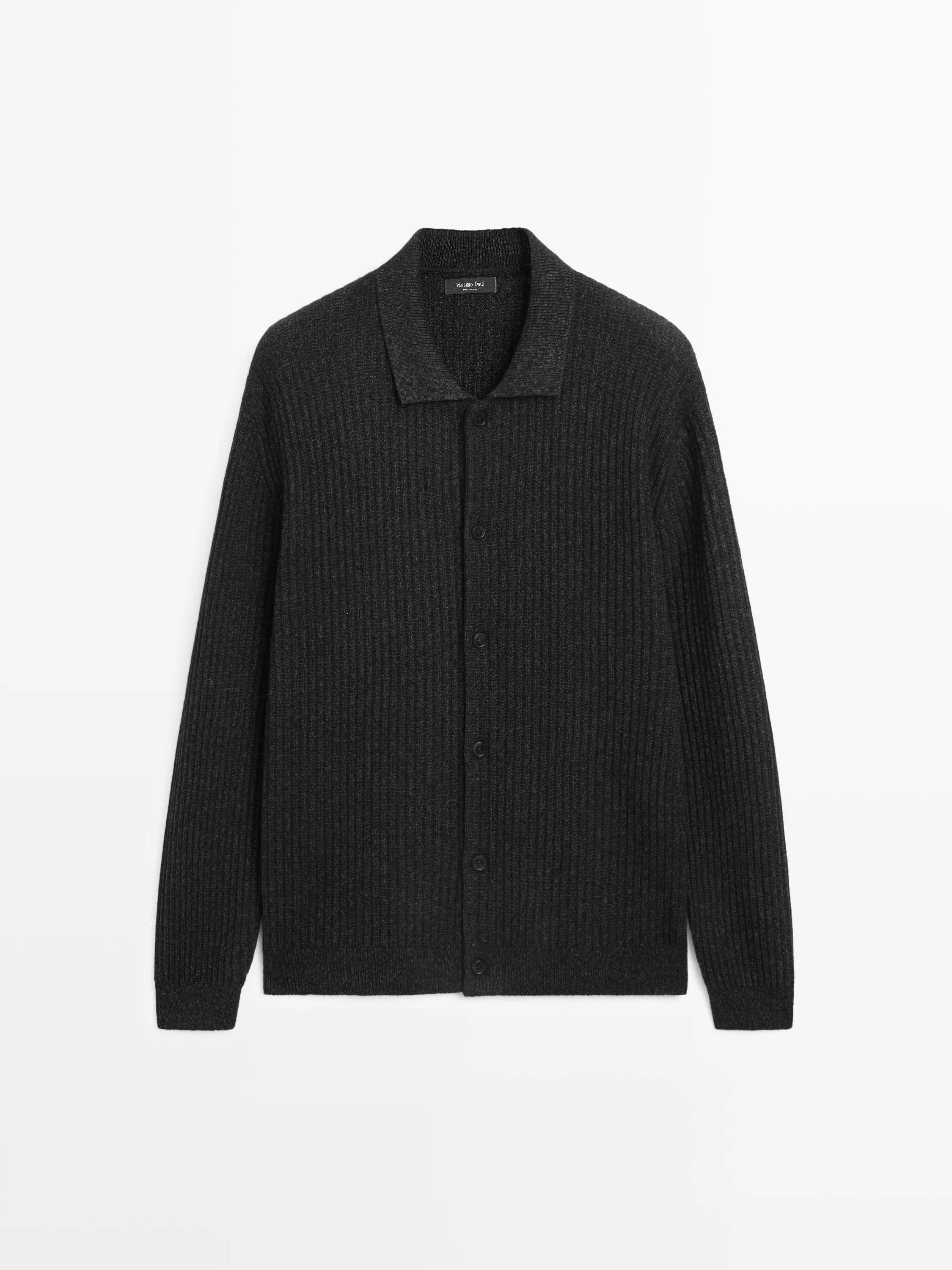 Knit cotton and wool blend cardigan with buttons