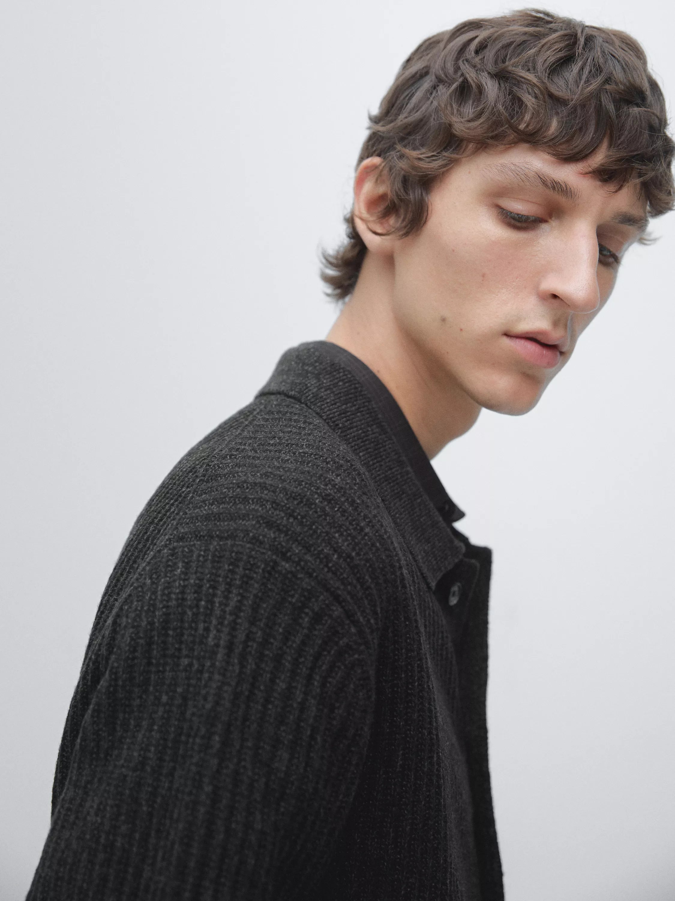 Knit cotton and wool blend cardigan with buttons