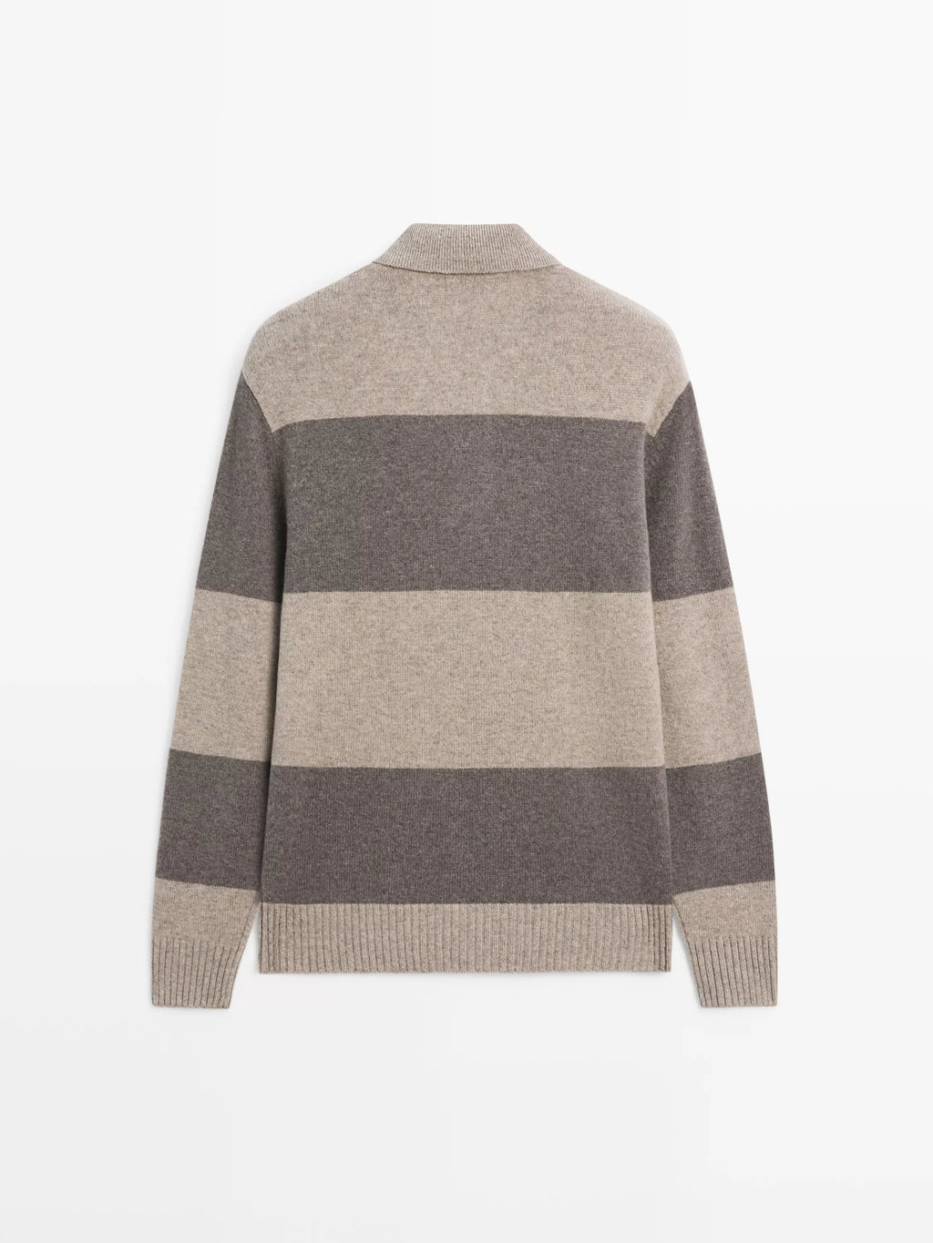 Striped wool blend knit polo sweater