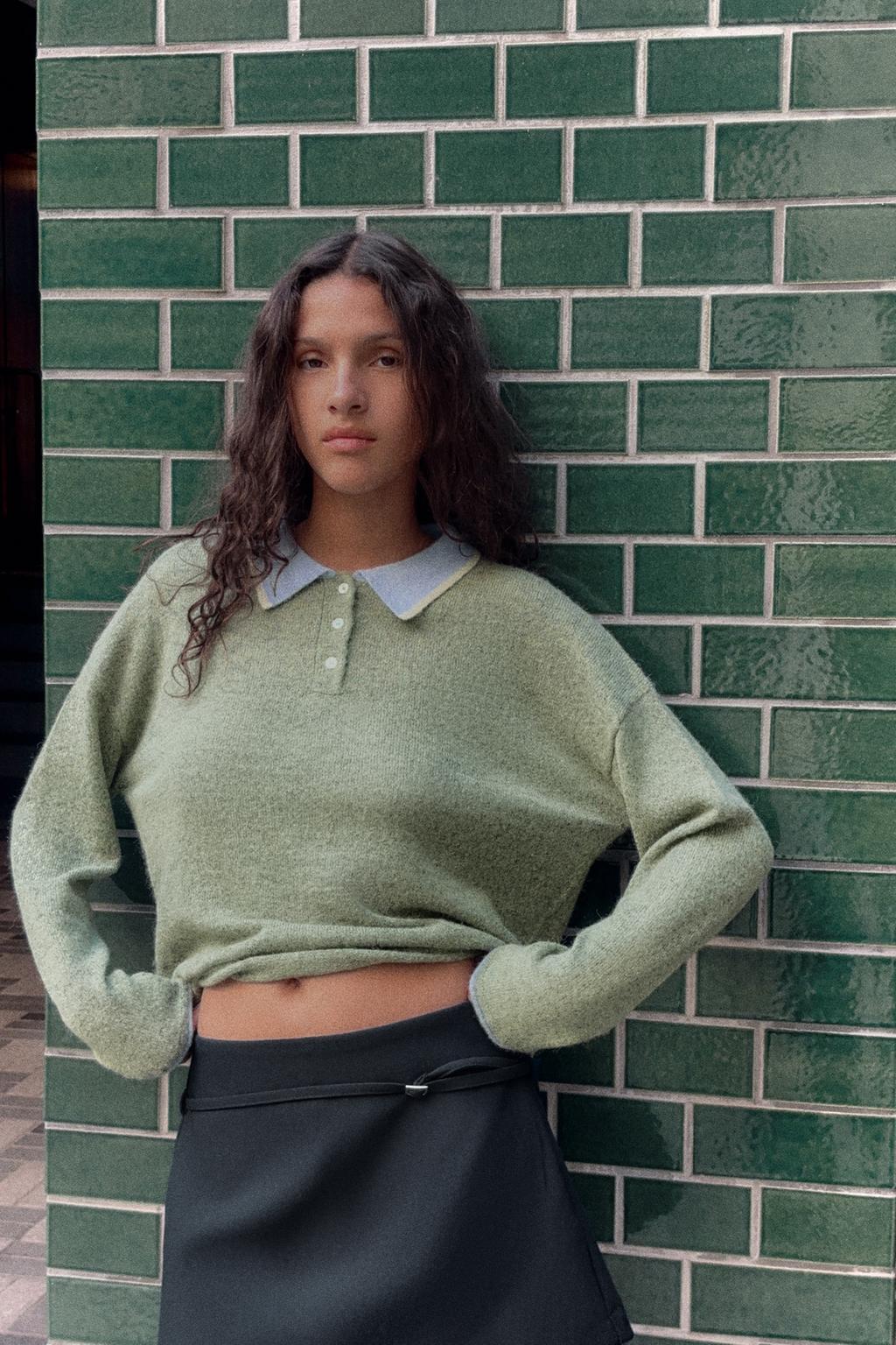 Contrast Knit Polo Shirt