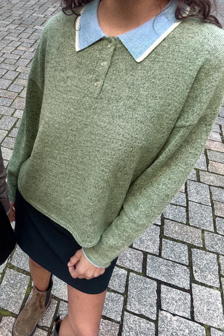 Contrast Knit Polo Shirt