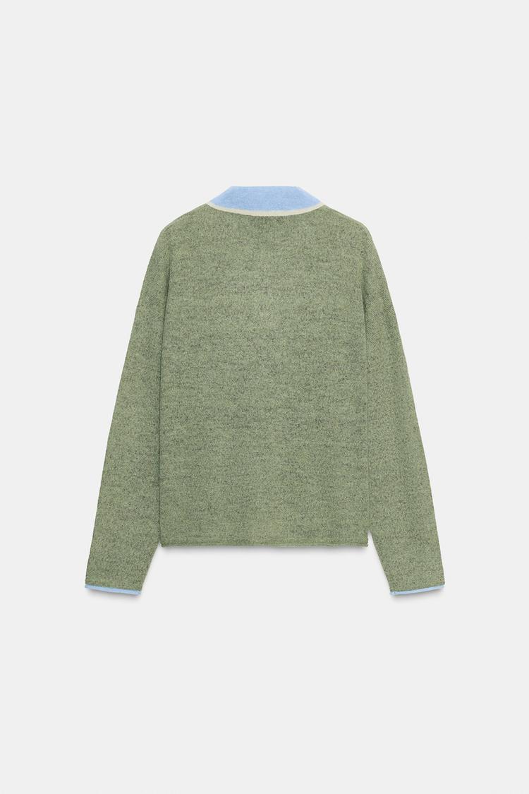 Contrast Knit Polo Shirt