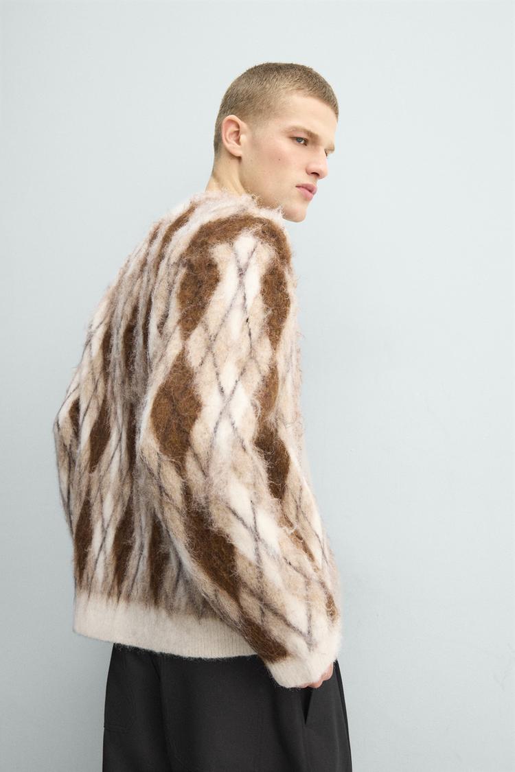 Brushed Argyle Jacquard Jumper