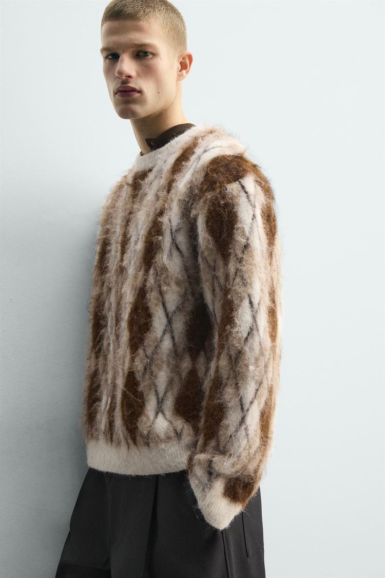 Brushed Argyle Jacquard Jumper