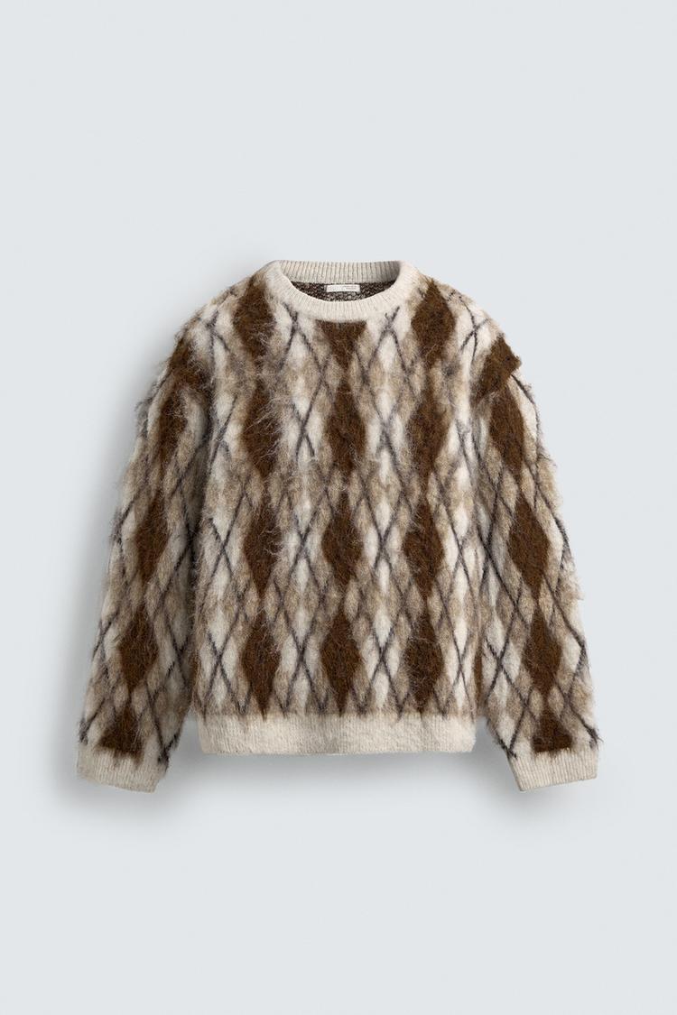 Brushed Argyle Jacquard Jumper
