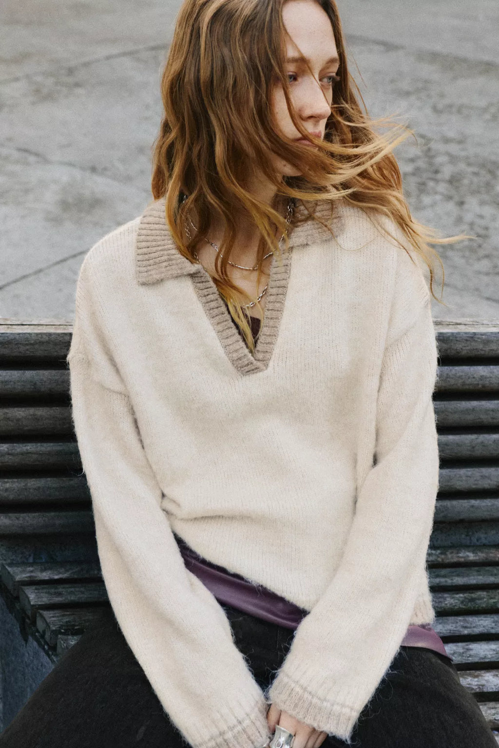 Polo collar sweater