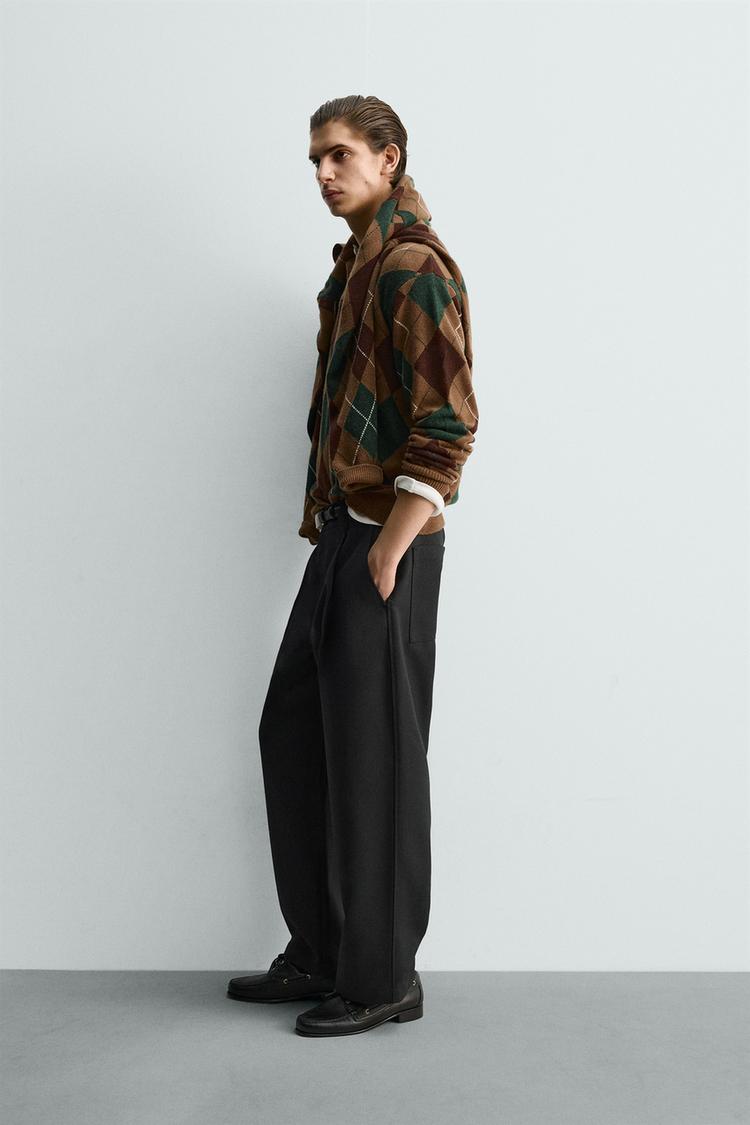 Diamond Knit Wool Polo Shirt