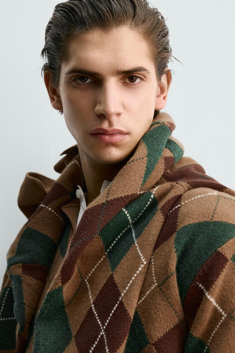 Diamond Knit Wool Polo Shirt