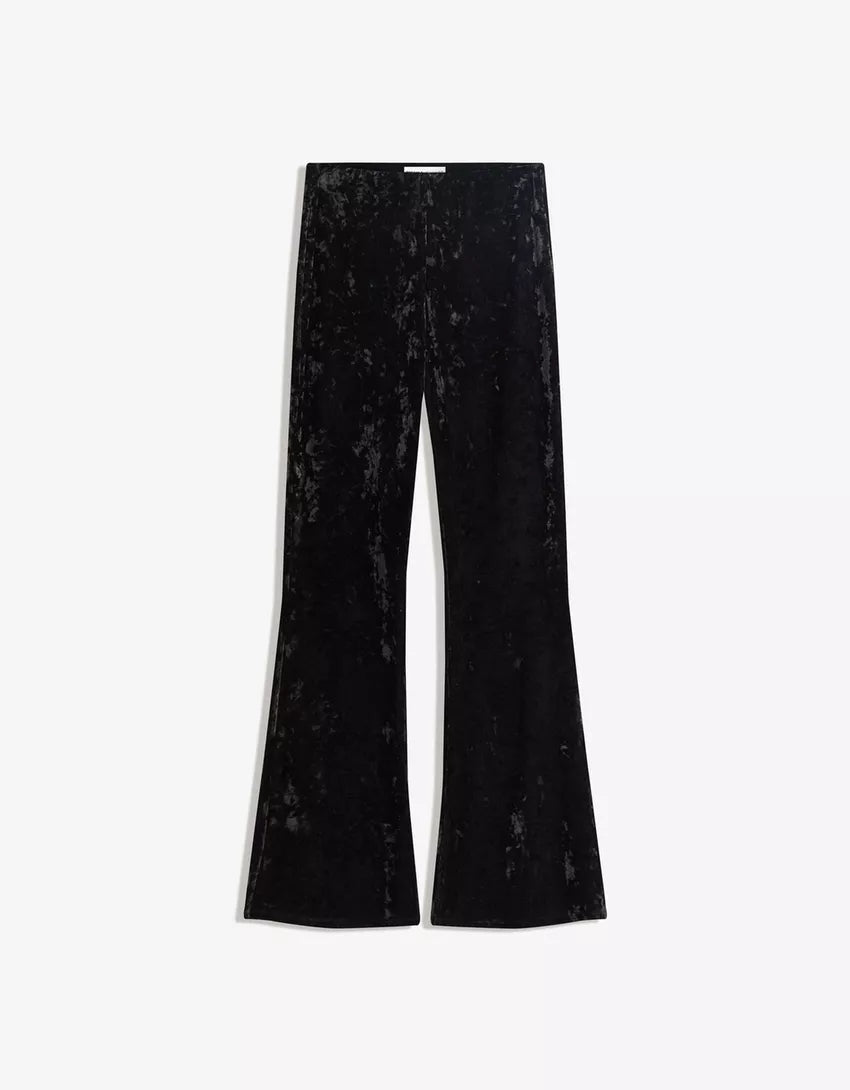 Bell-bottom trousers with velvet look