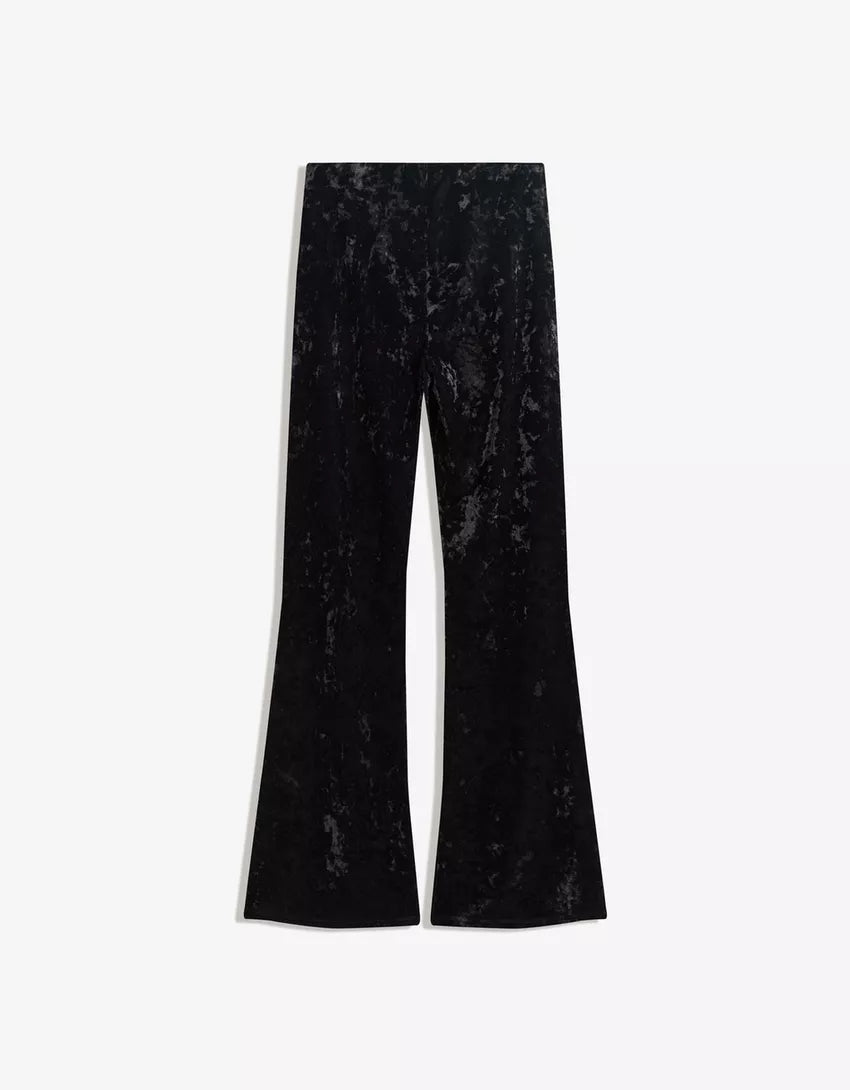 Bell-bottom trousers with velvet look