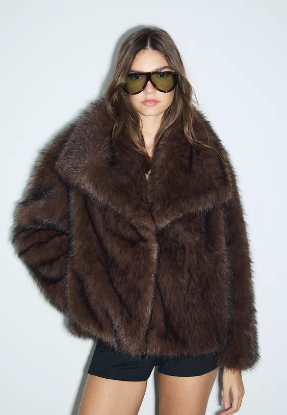 Cropped Faux Fur Jacket