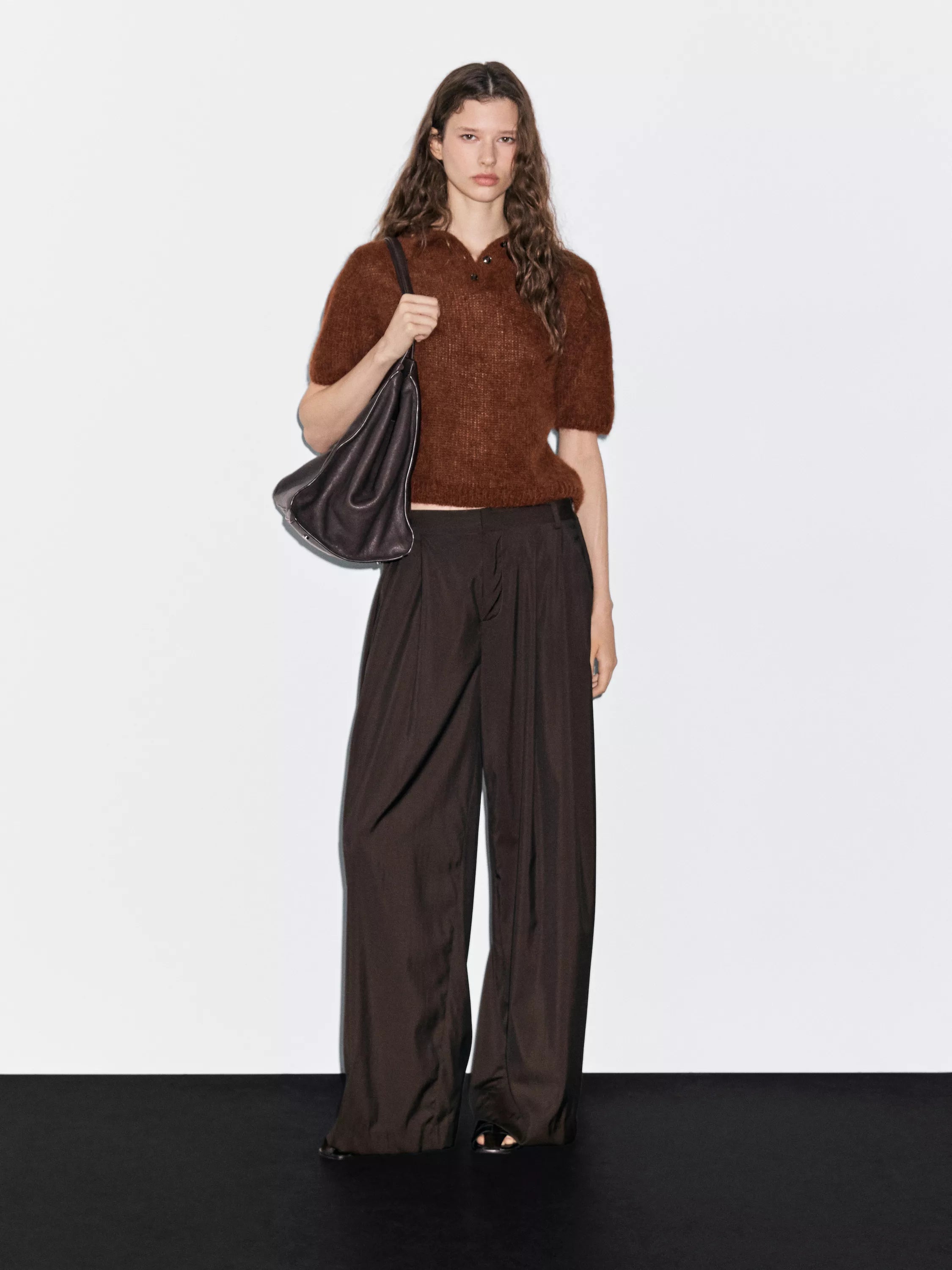 Alpaca blend knit polo jumper