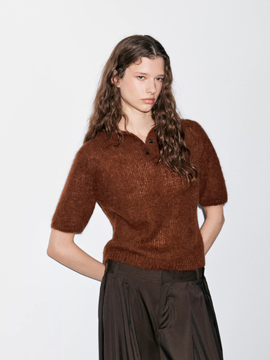 Alpaca blend knit polo jumper