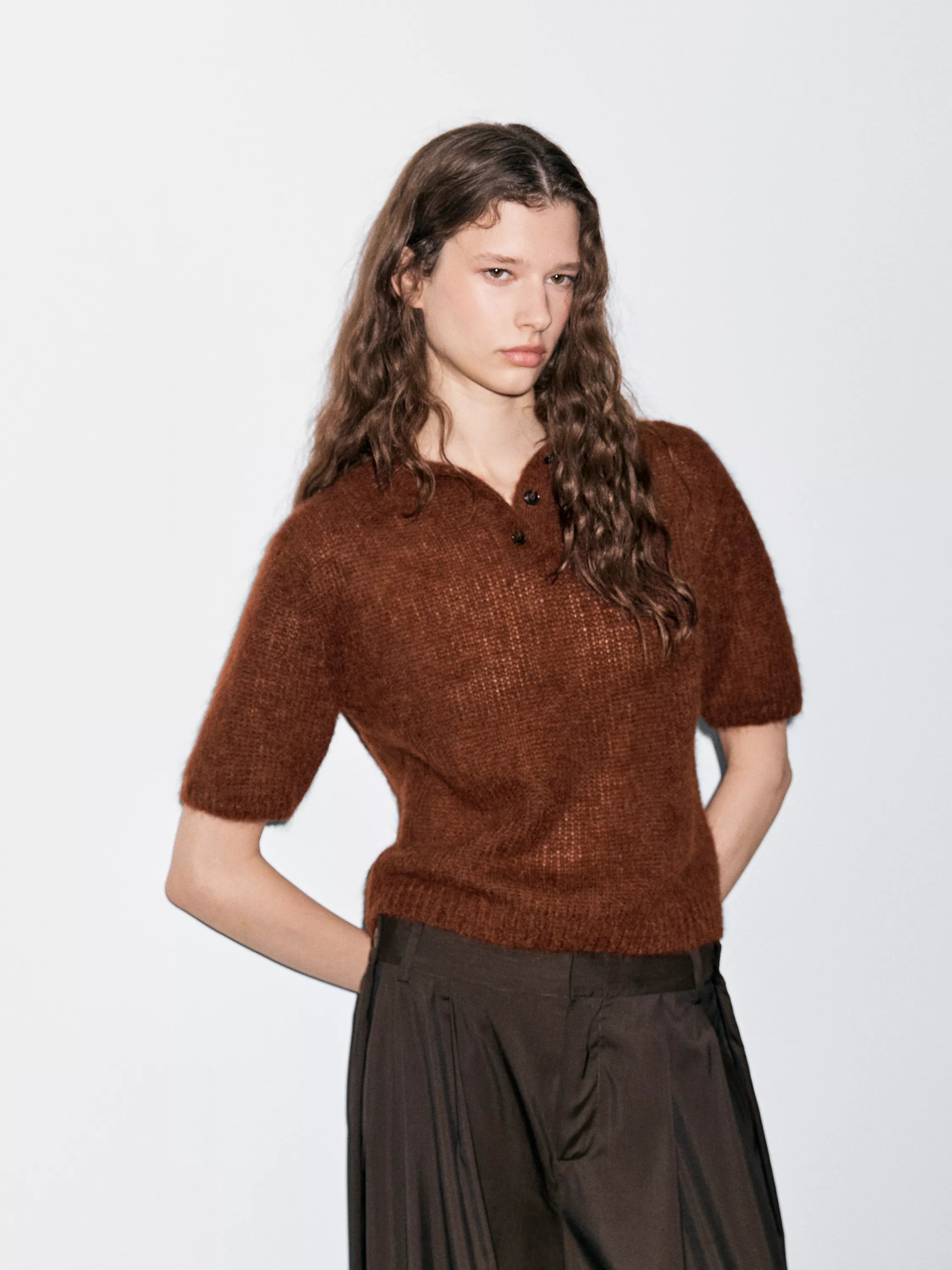 Alpaca blend knit polo jumper