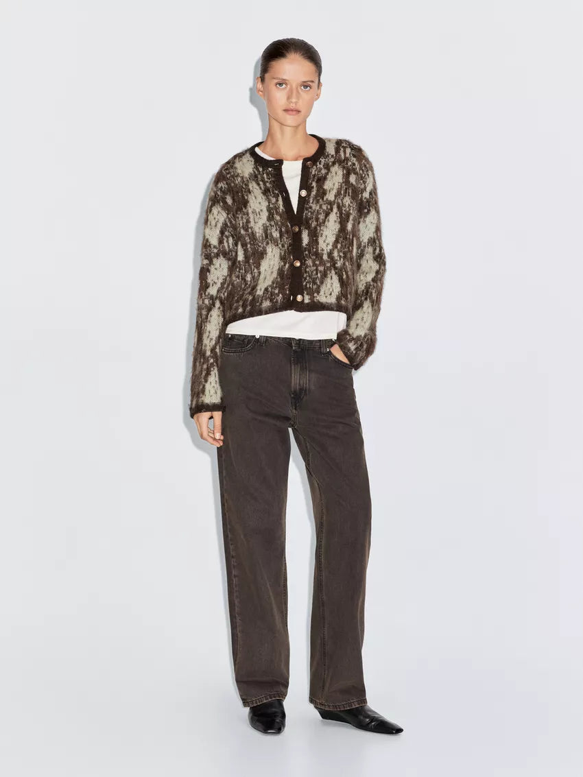 Snakeskin print knit cardigan