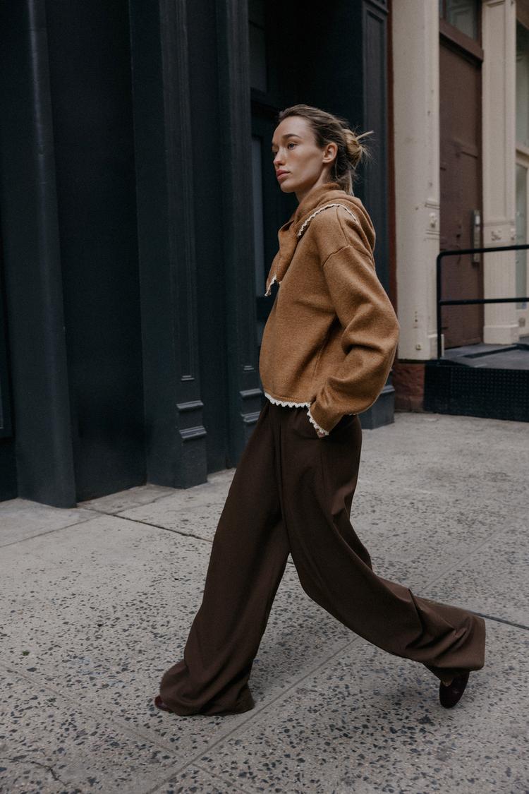 Knit Jumper With Bandana And Lace Trim