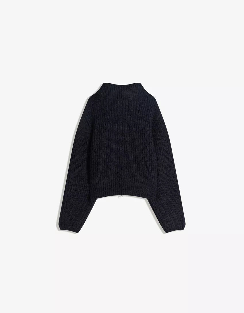 Zippered jacket with high collar