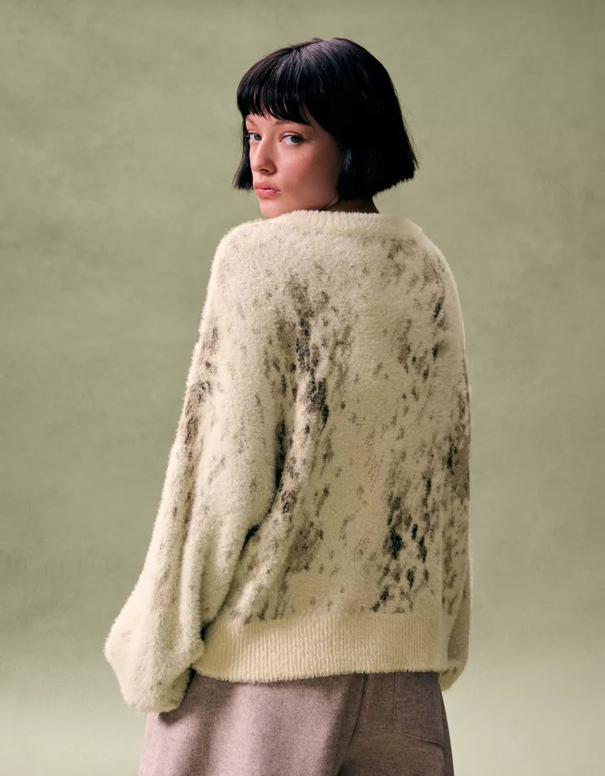 Animal print jacquard sweater