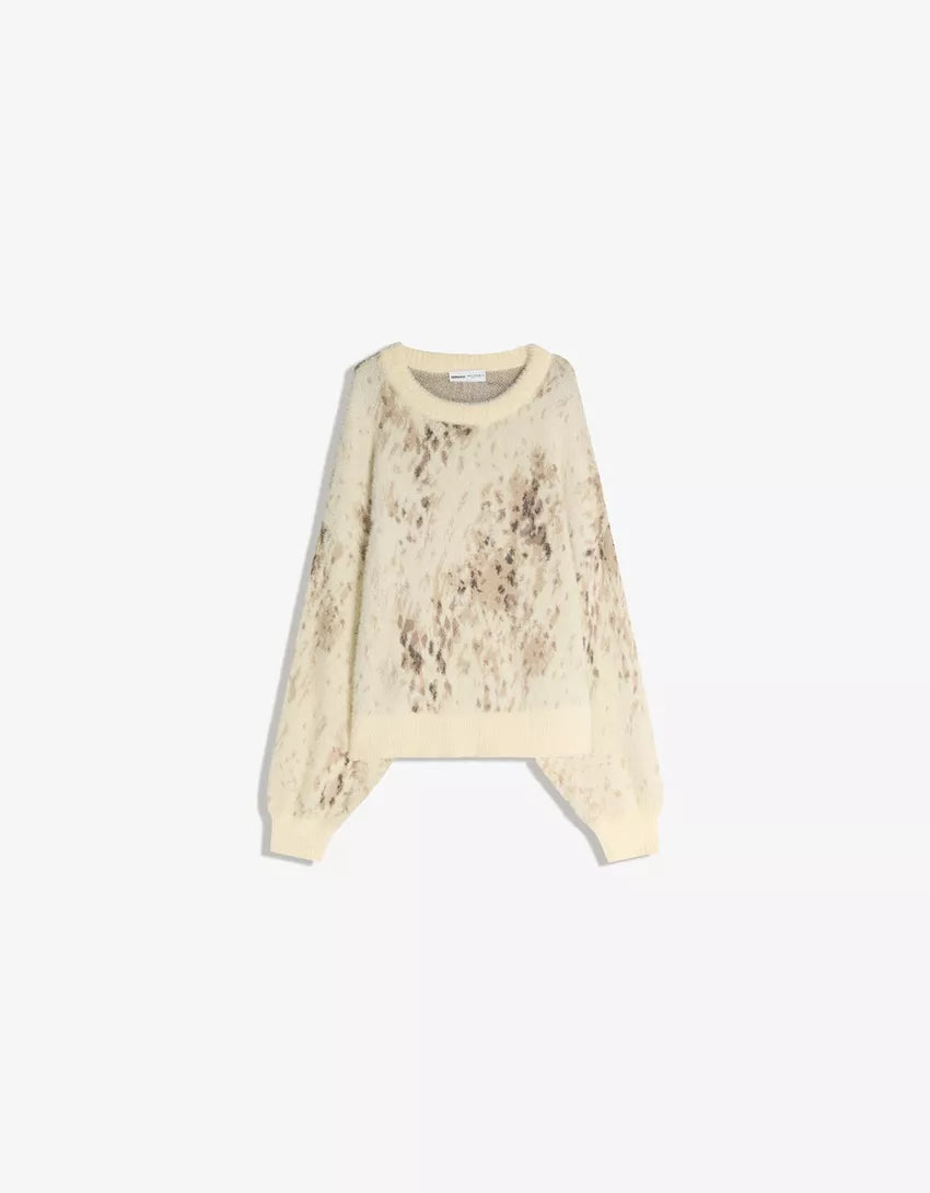 Animal print jacquard sweater