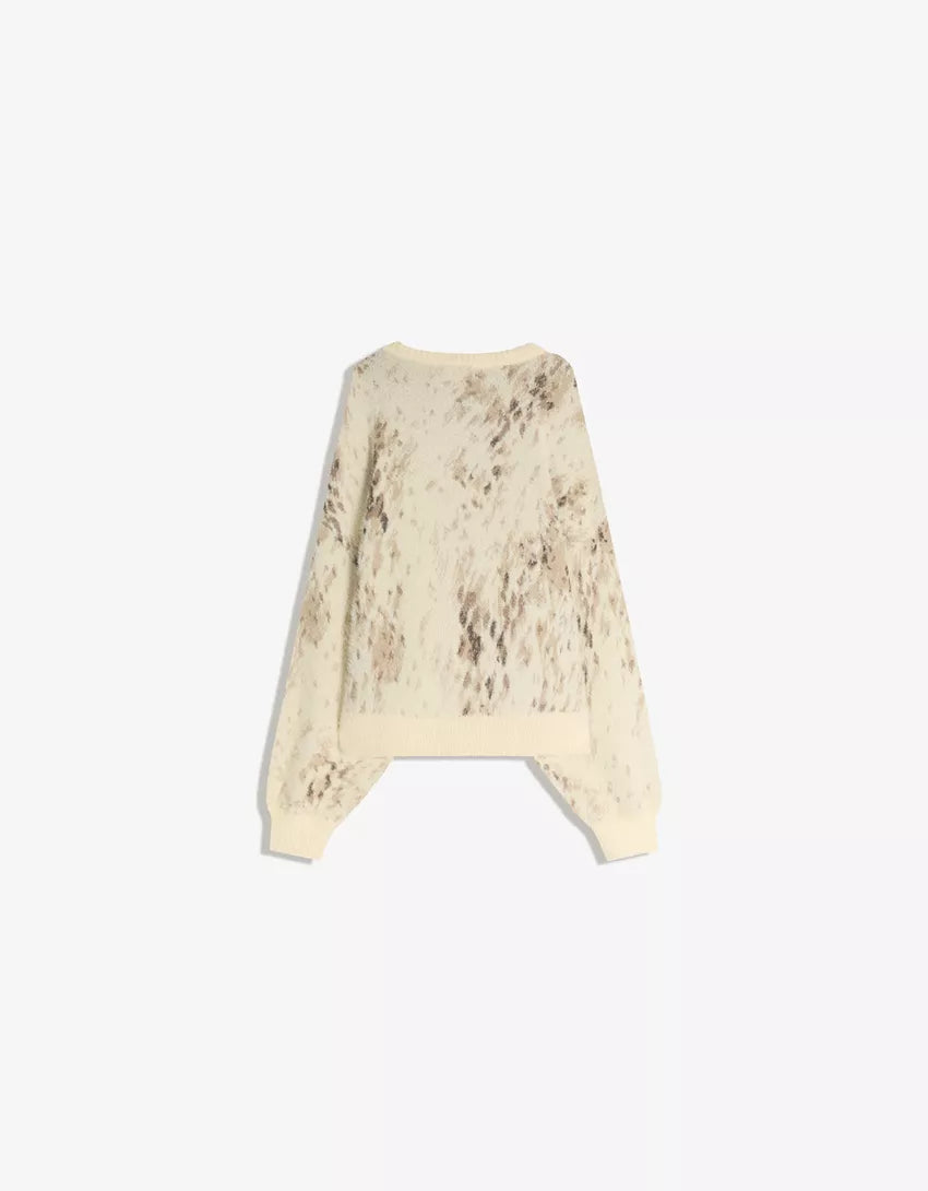 Animal print jacquard sweater