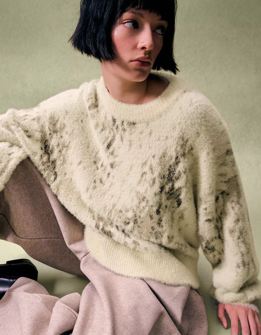 Animal print jacquard sweater