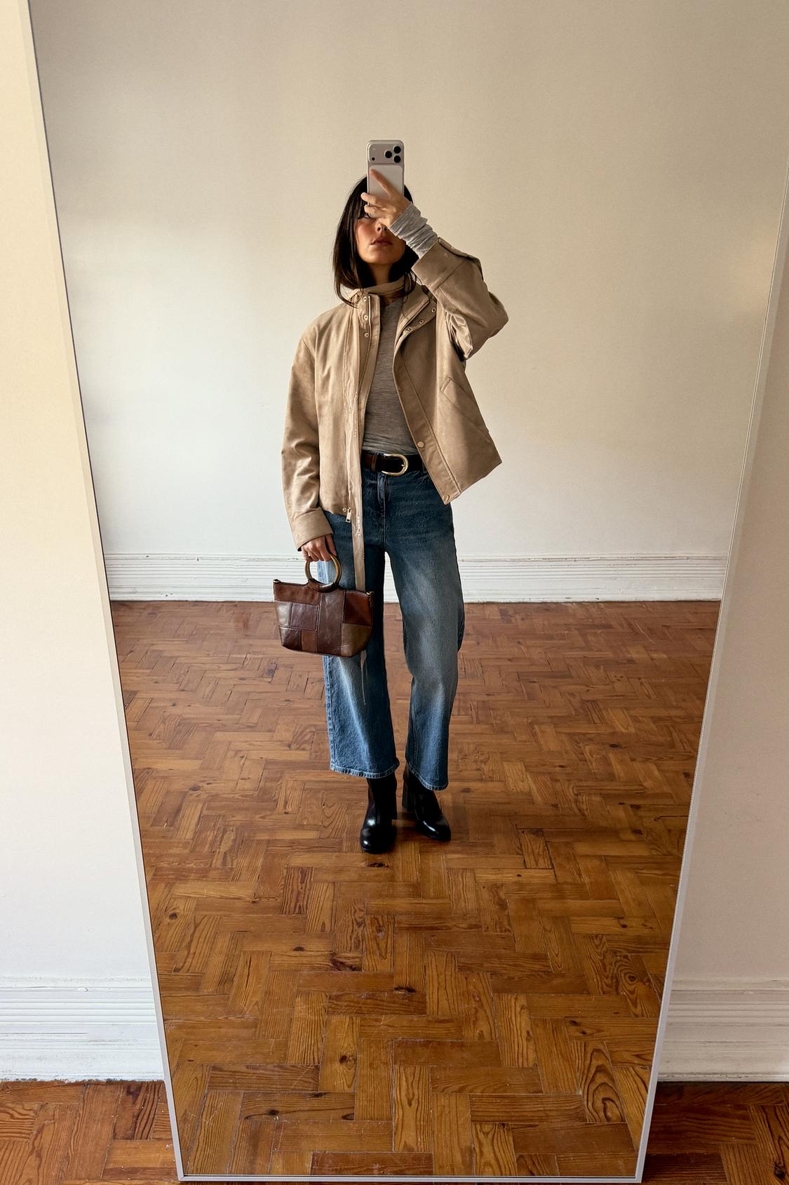 Patchwork Mini Bucket Bag With Rigid Handles