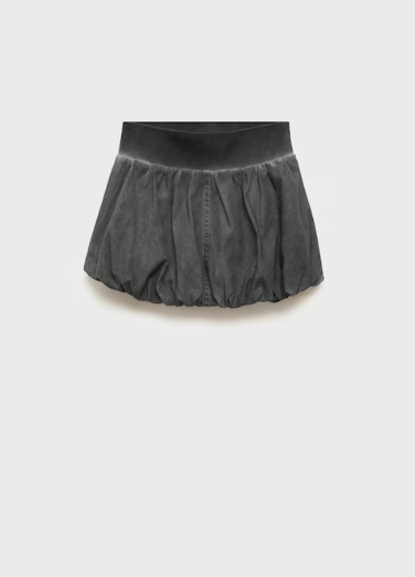 Washed-effect balloon mini-skirt