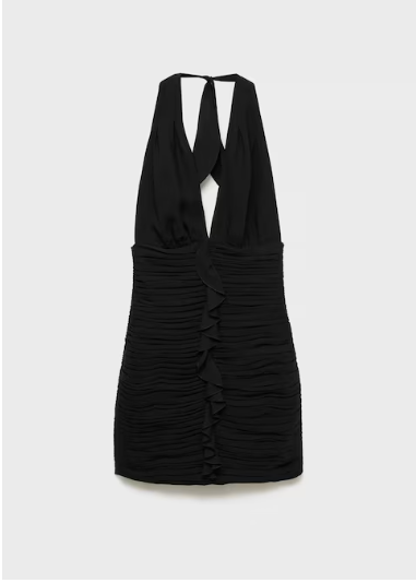Halter-neck dress with ruffled details