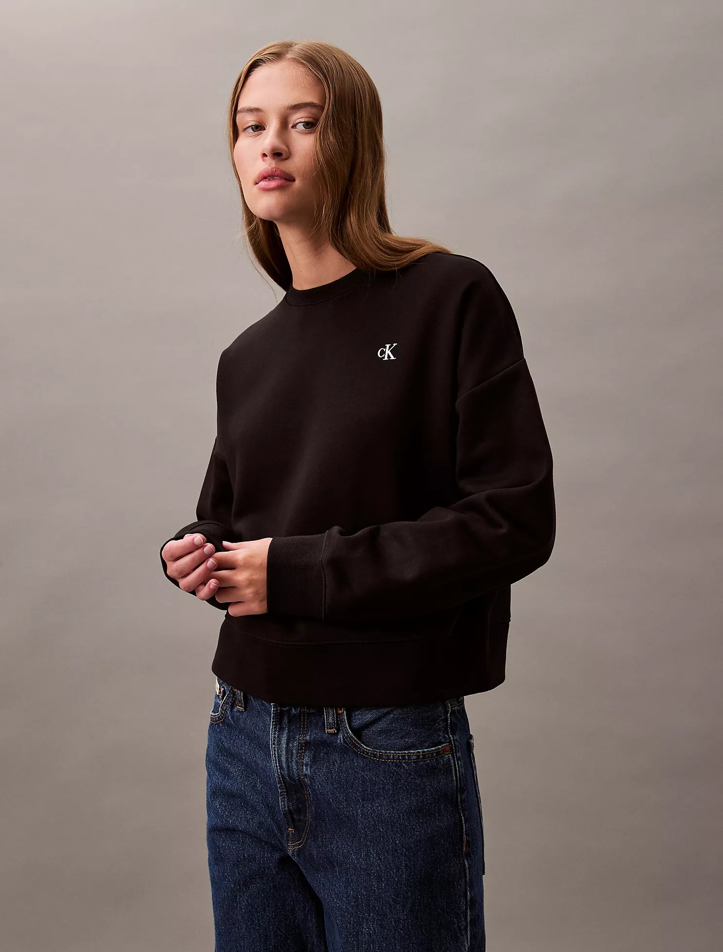Monogram Fleece Cropped Sweatshirt