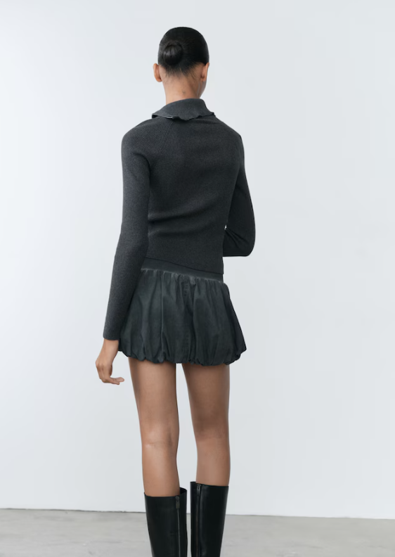 Washed-effect balloon mini-skirt