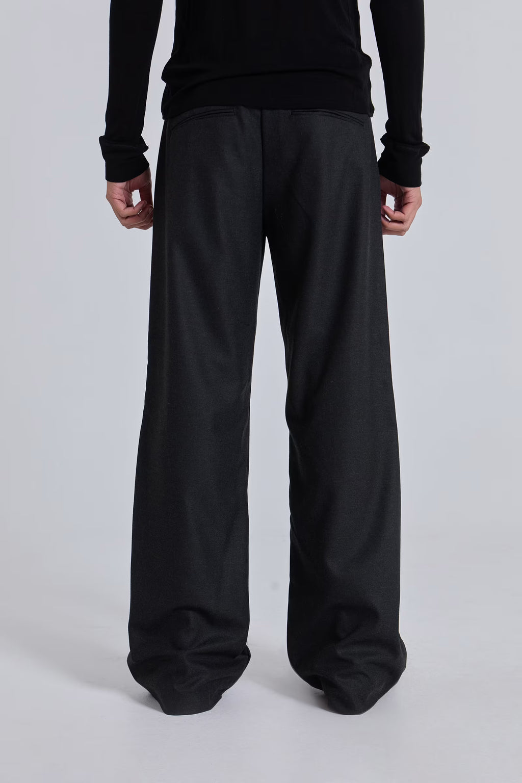 Charcoal Stacked Straight Suit Pants