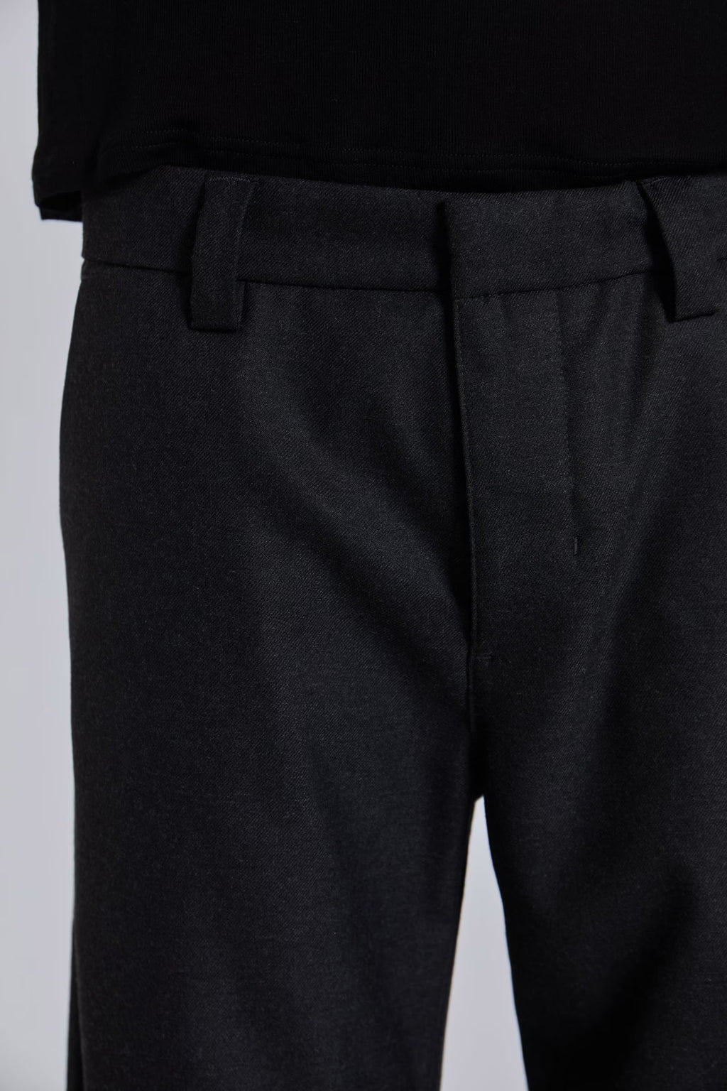 Charcoal Stacked Straight Suit Pants